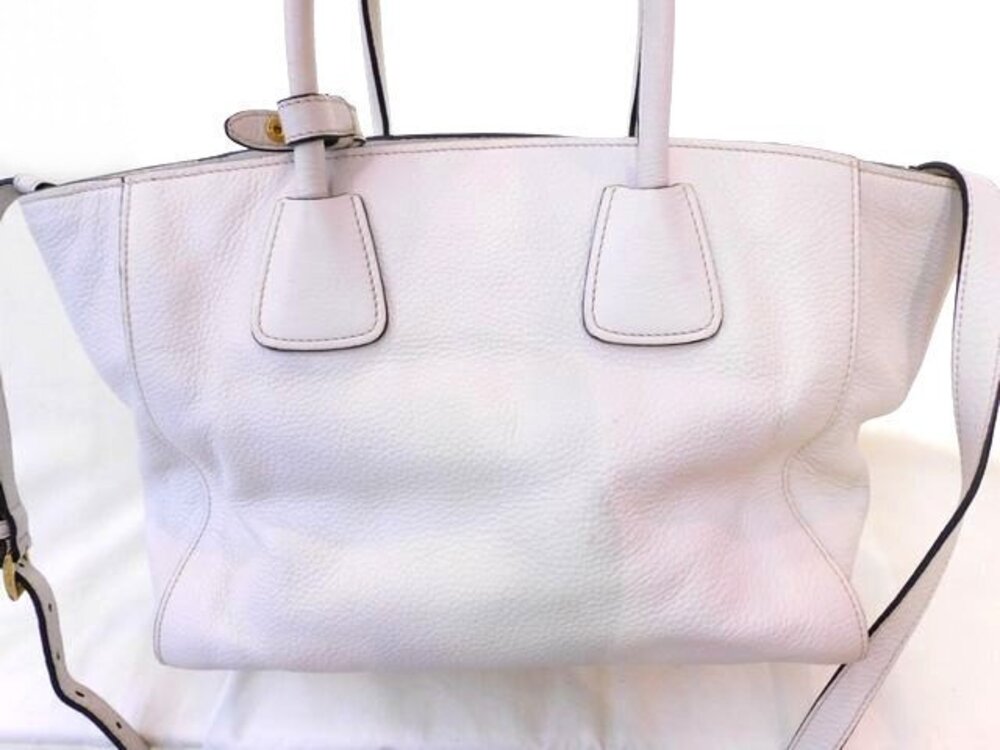 Prada Tote Triangle White bag plate Shoulder Leather White